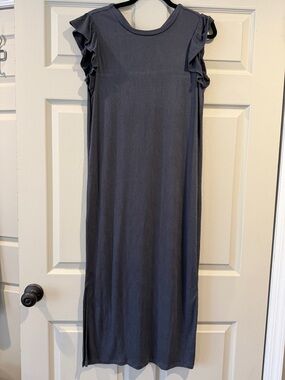 LOFT ruffle sleeve midi dress